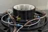 Pump design: component with pressure sensors and cabling Pump development: outside view of an instrumented component equipped with pressure sensors and cabling.