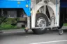 Tire test using a Kistler wheel force transducer to measure rolling resistance and an optical sensor for speed monitoring