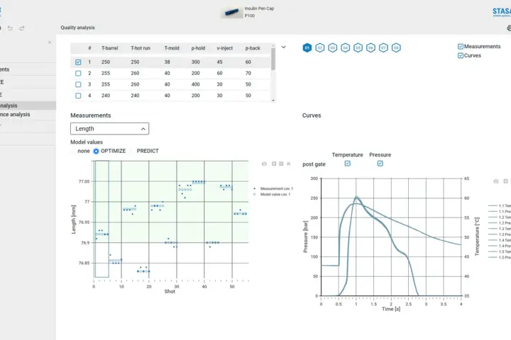 Optimize machine settings – STASA QC Optimize STASA QC Optimize: optimize machine settings in injection molding with automated design of experiments, simulation and documentation of quality data.