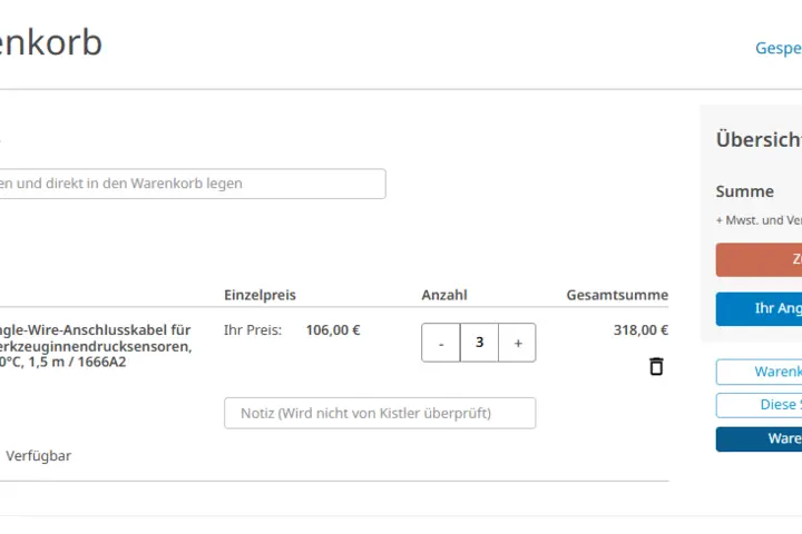Warenkorb teilen Funktion auf myKistler Die 'myKistler Warenkorb teilen'-Funktion ermöglicht es Ihnen, einen Link zu Ihrem Warenkorb zu teilen.