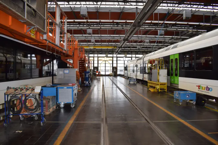 "Thurbo" trains are among those serviced at the SBB's Eastern Switzerland Regional Vehicle Maintenance Center (RICO).