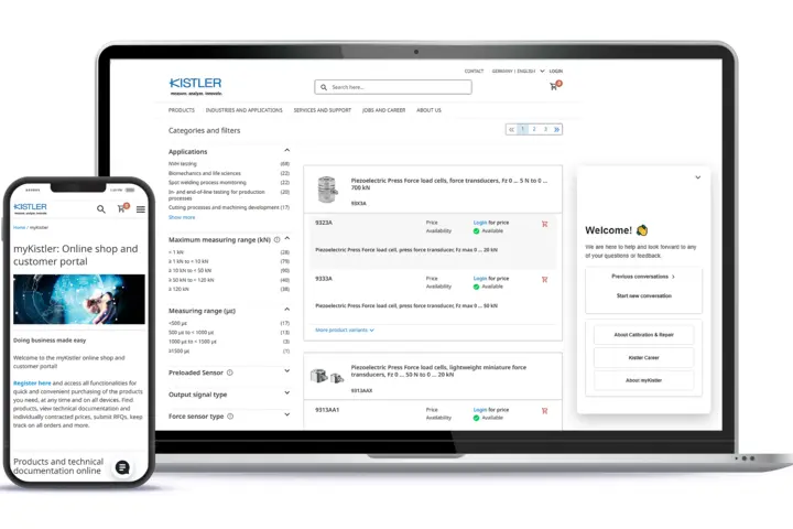 The myKistler webshop is now also available in Austria and Switzerland