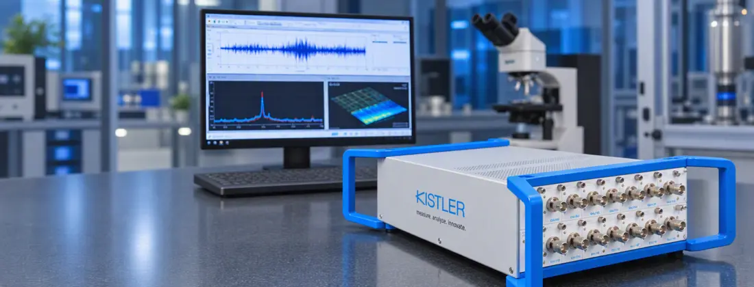 High-end multi-channel charge amplifier and data acquisition system New KiBox Lab 5280A ultra-low-noise, multi-channel charge amplifier with integrated DAQ in the laboratory