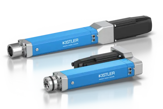 Electromechanical joining module with integrated force sensing Electromechanical NCFx Pro joining module with mounted force sensors in the tool holder and with wireless data transmission