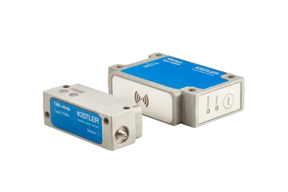 Telemetric measurement system: wireless signal transmission between the charge amplifier unit and the stationary base unit. 