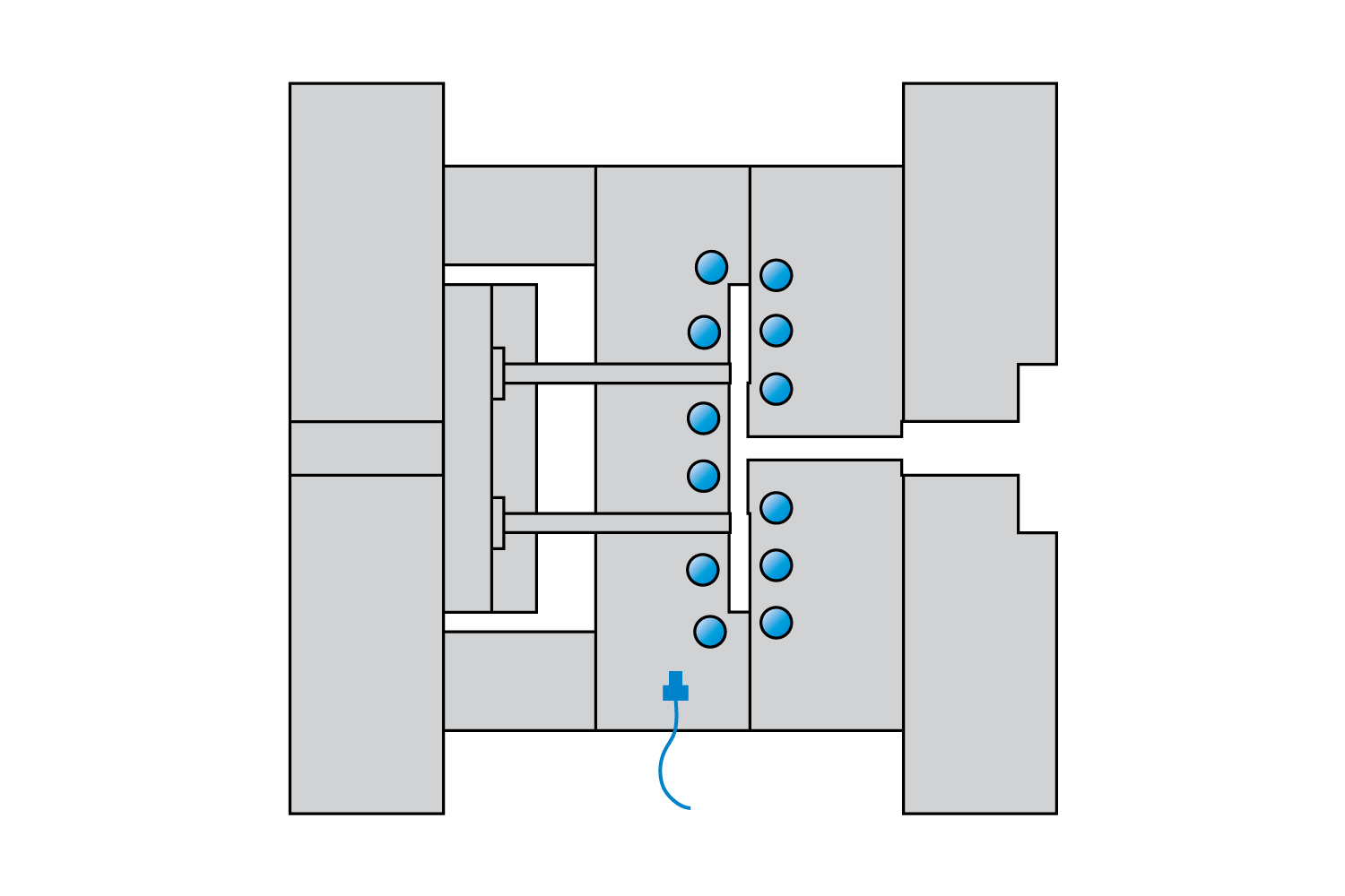 Für das Mold Monitoring bietet Kistler zur Kontrolle der Temperierung des Spritzgießwerkzeugs spezielle Temperatursensoren. 