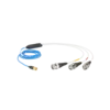 Separation cables for voltage output sensors, 1/4-28 neg. to 3 x BNC pos., silicone / 1734AxxK04 Cables 1734AxxK04 for voltage output sensors (e.g. IEPE triaxial accelerometers).