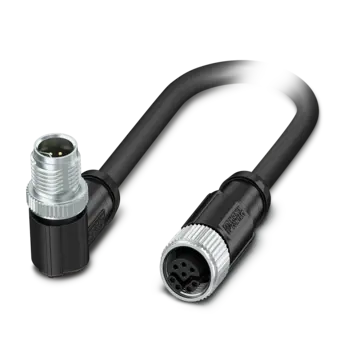 Hybrid Ethernet cables for power and data, M12 connectors / 1200A263 Hybrid cables with M12 connectors for the power supply and network connection of high-performance measuring devices.