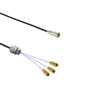 Separation cables for piezoelectric sensors, V3-B pos. to 3 x SSMB neg. / 1698AF Separation cables used for triaxial measurements in multi-axis force sensors.