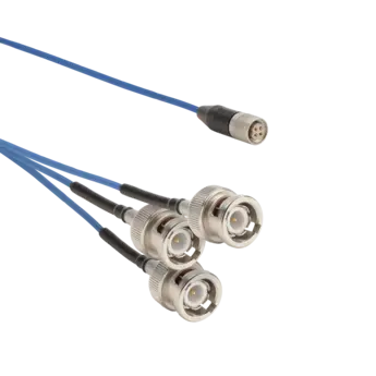Separation cable for voltage output sensors, 1/4-28 neg. to 3 x BNC pos., silicone, low outgassing, custom length