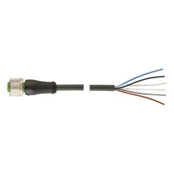 VK-M12-5-g 5m Connecting cable, M12 female straight, free cable end, 5 m