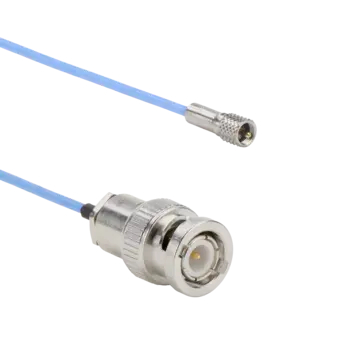 Connection cable for piezoelectric sensors, M4x0,35 pos. to BNC pos., blue, 5 m
