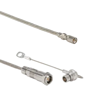 Coaxial cables 1963A for single-channel mold pressure measurement with M4 and Fischer connectors.