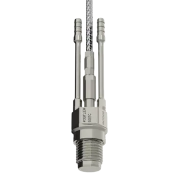 Wassergekühlter M10x1 Präzisions-Zylinderdrucksensor, speziell geeignet für thermodynamische Untersuchungen im Labor. Hohe Empfindlichkeit, hohe Eigenfrequenz und ausgezeichnete Empfindlichkeitsstabilität dank integrierter Wasserkühlung direkt am Messelement.