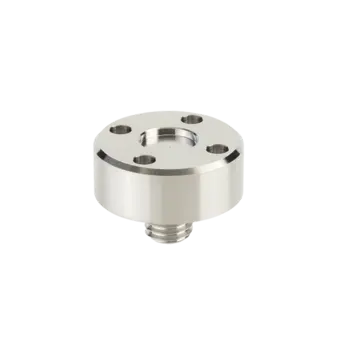 Standardized mounting adapters provide an optimum force introduction on the piezoelectrical load cell. These components are manufactured as precision parts and have a surface hardness between 400 and 490 HV (Vickers).