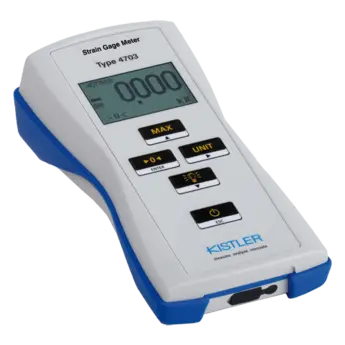 The handheld strain gauge meter is a universal, AC independent measuring device for testing of force and torque measuring equipment by verification with strain gauge based sensors.