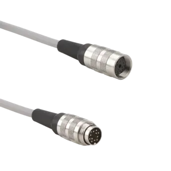 Extension for strain gauge torque sensors, M16x0.75 12-pole neg. to M16x0.75 12-pole pos., gray, custom length