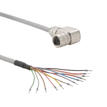 Cabo de conexão para sensores de torque do extensômetro, M16x0,75 neg. 90° para extremidade aberta, cinza, comprimento personalizado