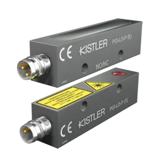 These are split laser through-beam light barriers with integrated electronics for large distances.