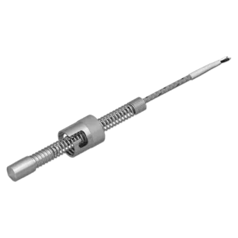 The thermocouples with bayonet cap are for monitoring variations in mould temperature and flow fluctuations or blockages of cooling channels. The installation length can be varied by twisting the bayonet cap.